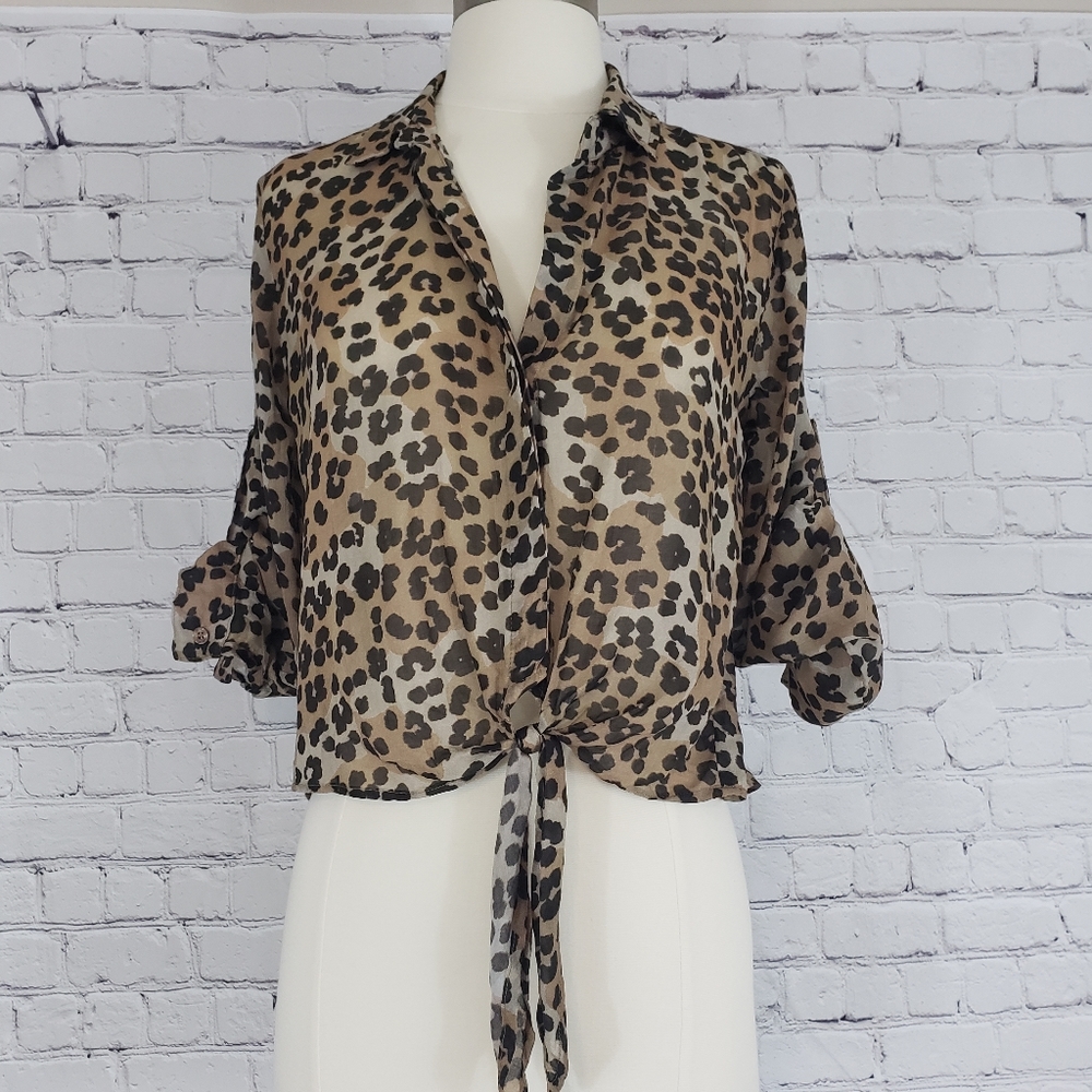 Bella Dahl Oversized Leopard Print Top…